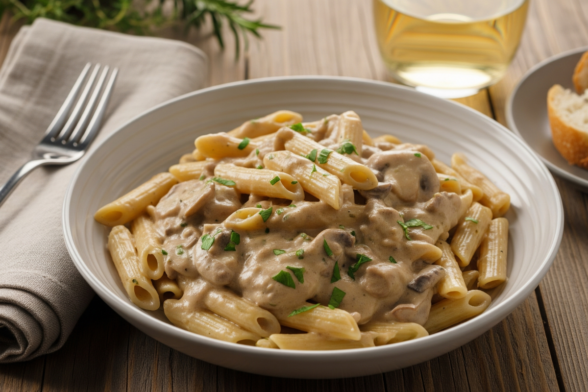iTz noT Penne Pasta with Creamy Mushroom Sauce: A Wholesome and Comforting Dish