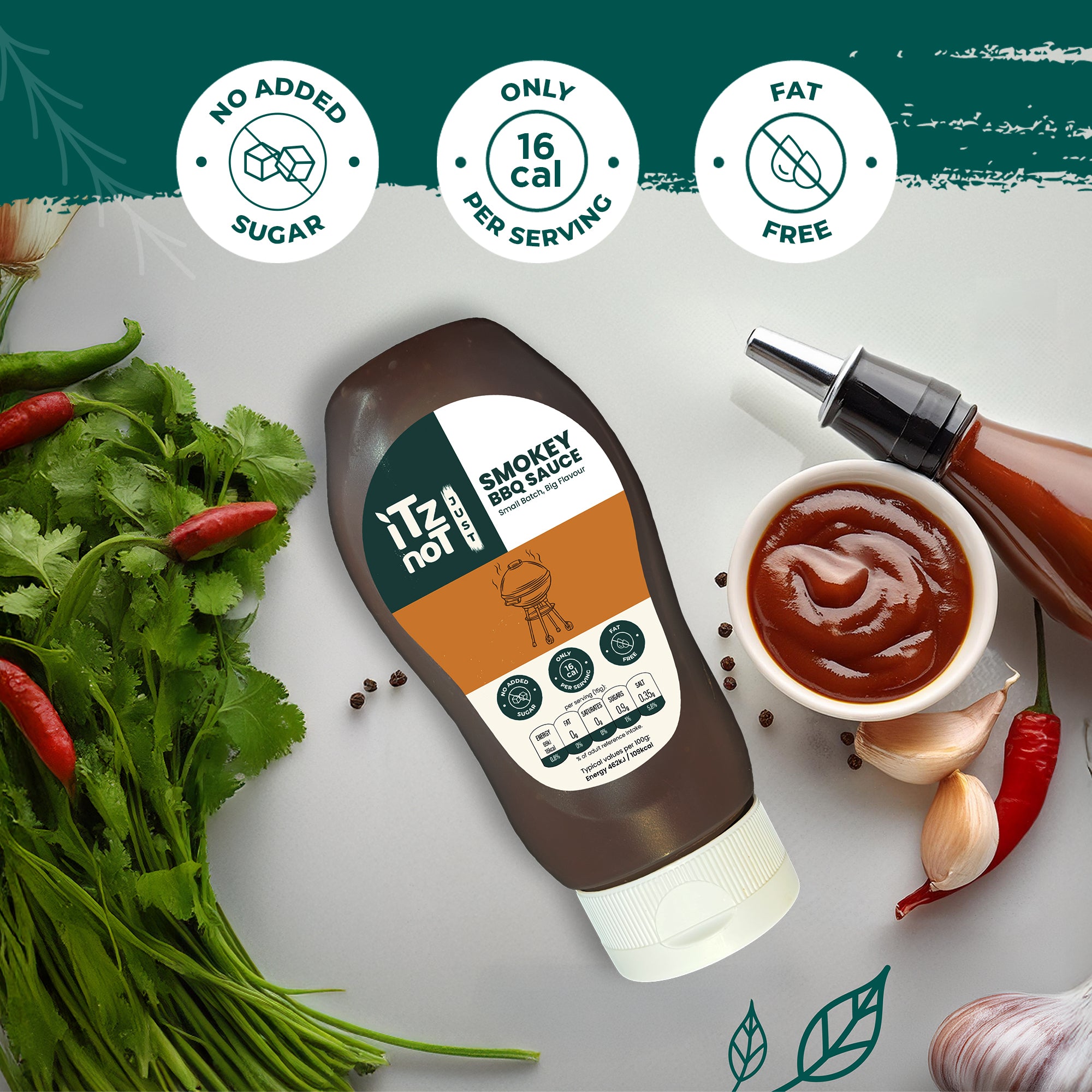 iTz noT SMOKEY BBQ Sauce, The Ultimate Smokey and Tangy BBQ Sauce, Vegan BBQ Sauce for Burgers, add Tofu. No Added Sugar, Low Calorie and Keto Friendly, Pack of 300ML