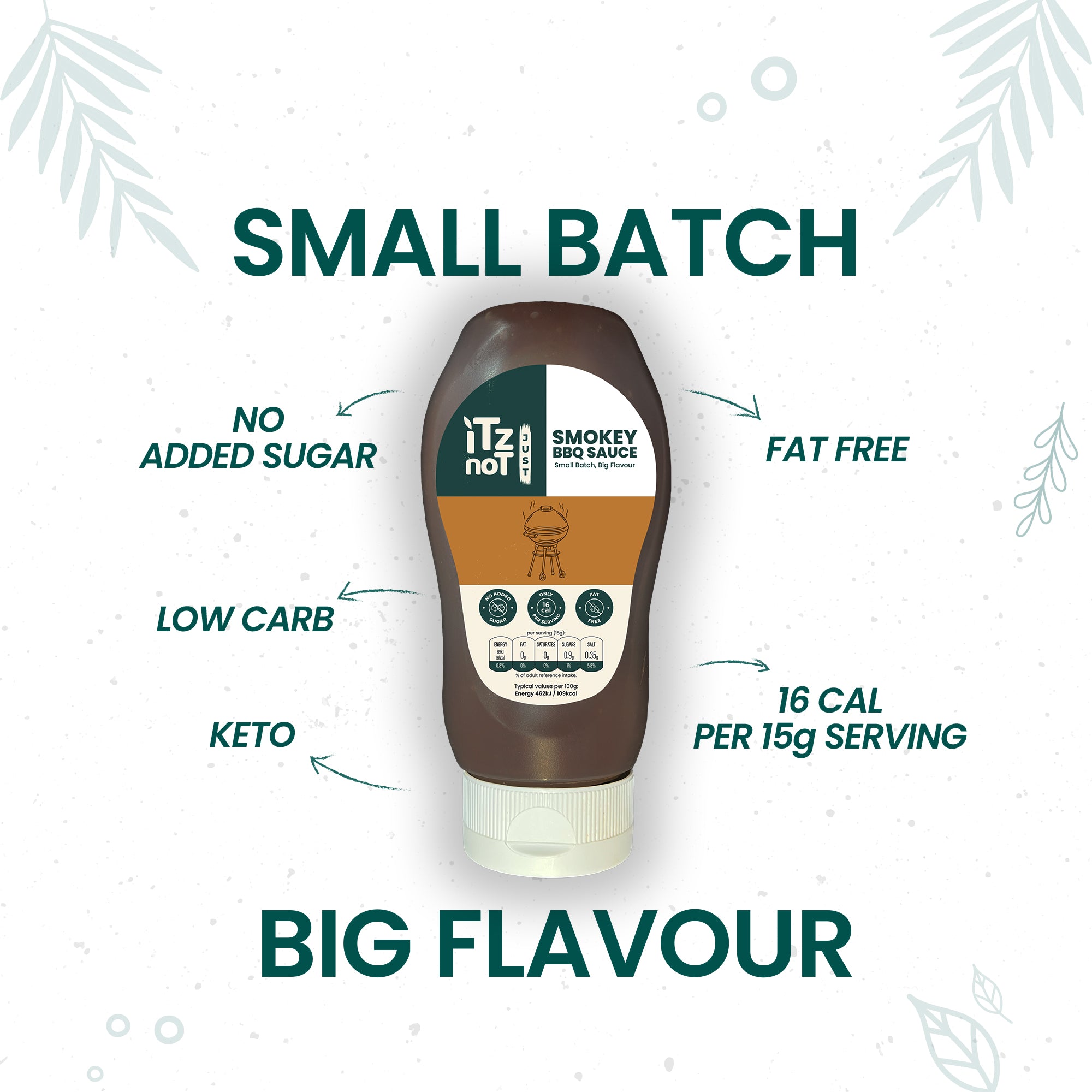 iTz noT SMOKEY BBQ Sauce, The Ultimate Smokey and Tangy BBQ Sauce, Vegan BBQ Sauce for Burgers, add Tofu. No Added Sugar, Low Calorie and Keto Friendly, Pack of 300ML