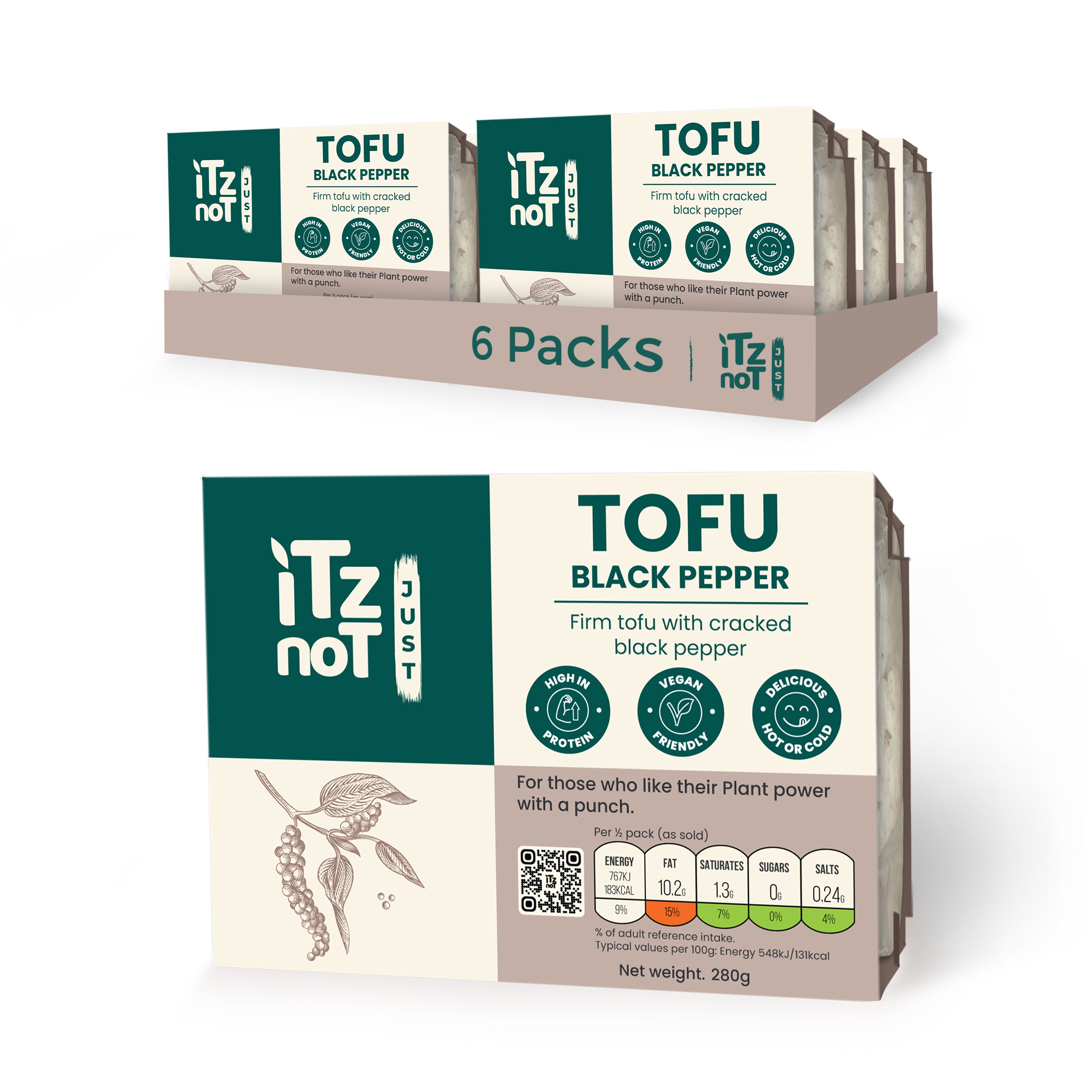 'iTz noT Just' Tofu - It's Black Pepper Tofu. Firm, Vegan, High Protein Tofu With Cracked Black Paper.