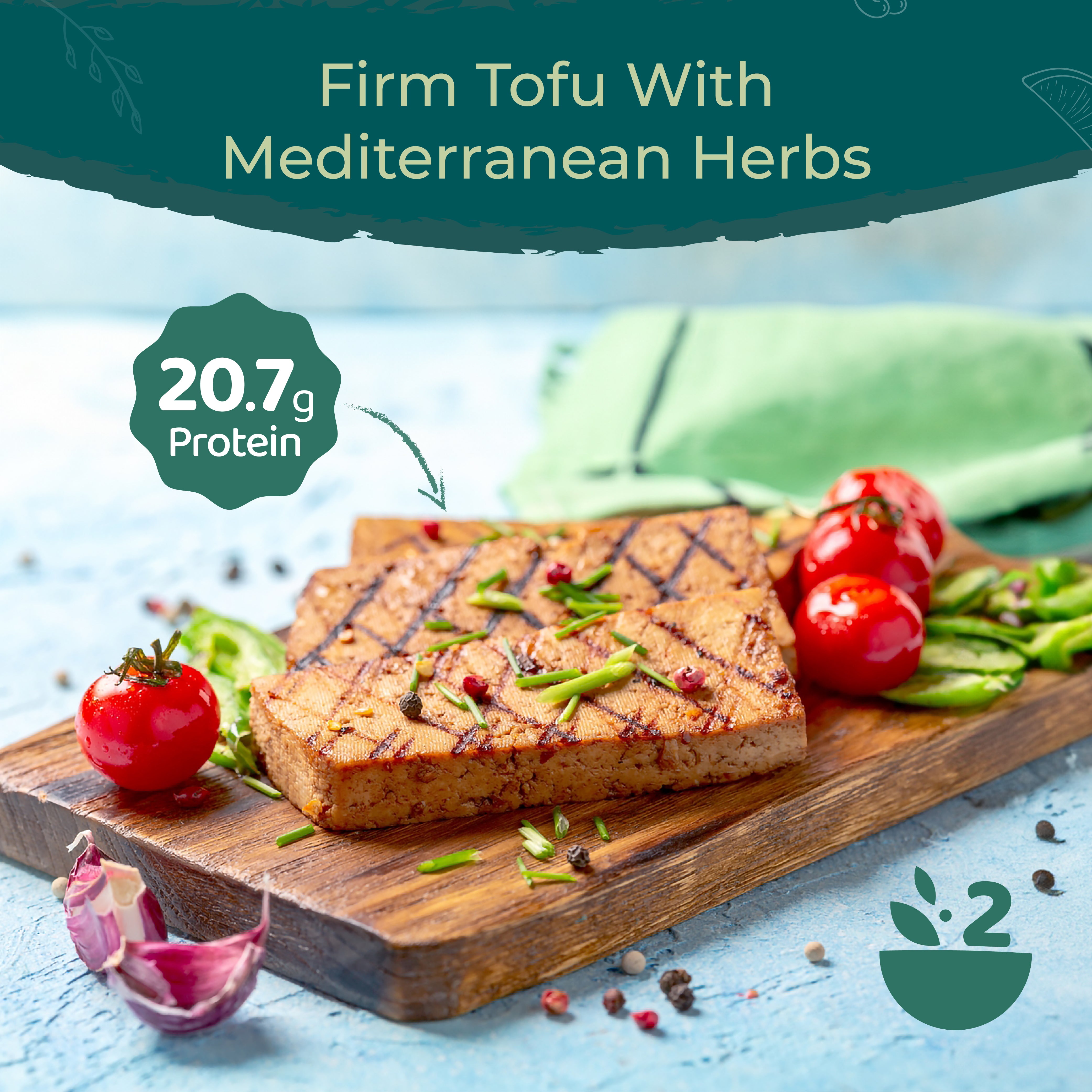 'iTz noT Just' Tofu - It's Mediterranean Herbs Tofu. Firm, Vegan & High Protein Tofu. 280g
