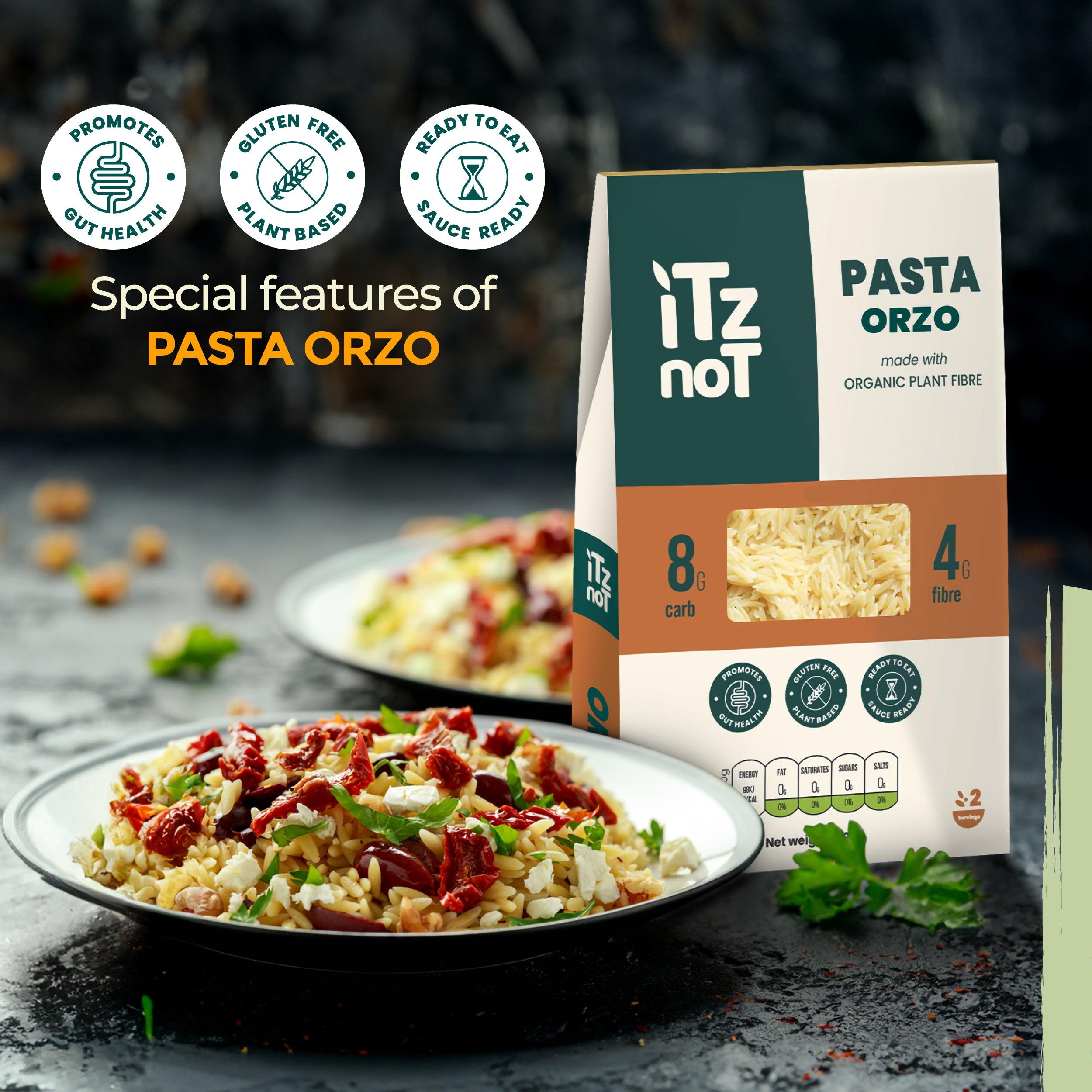 iTz noT Pasta Orzo Organic Plant Fibre Yam, Ready to Eat, 100% Natural, Gluten Free, 200g