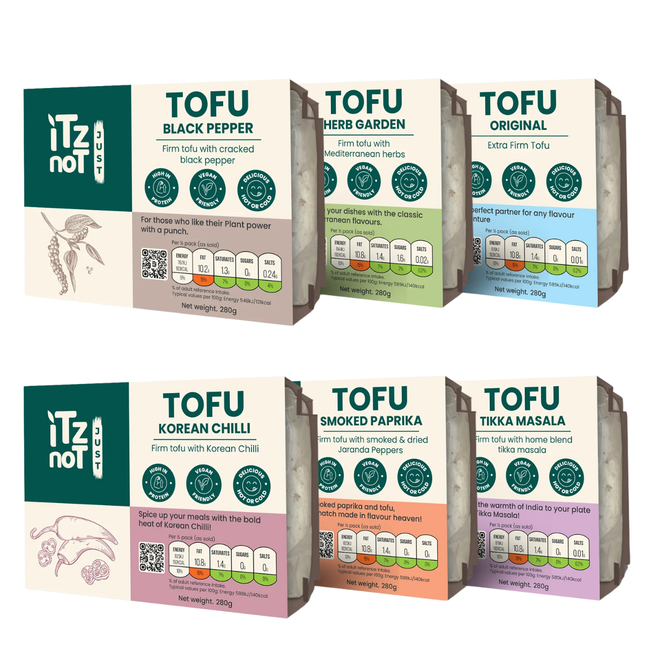 iTz noT Just Tofu Combo Pack. 6 Flavourful High Protein Dairy Free Tofu