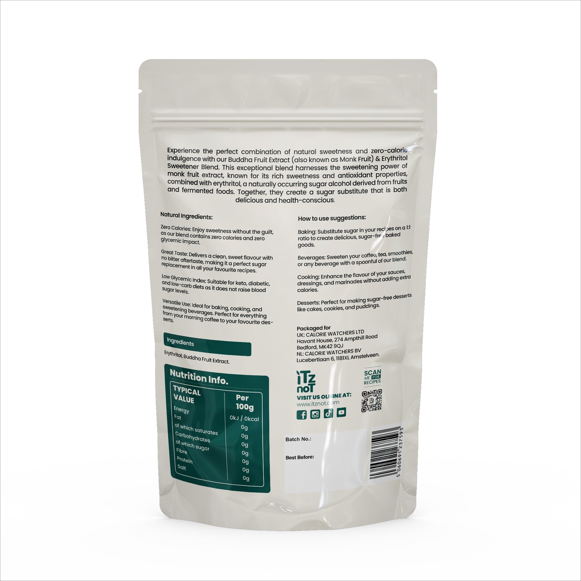 iTz noT Just Zero Sugar Erythritol and Buddha Fruit Extract