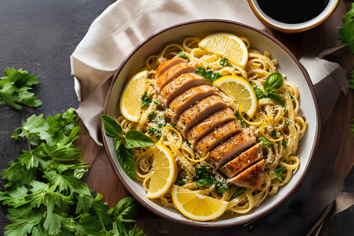 iTz noT Fettuccine Pasta with Lemon Herb Chicken: A Bright and Healthy Meal