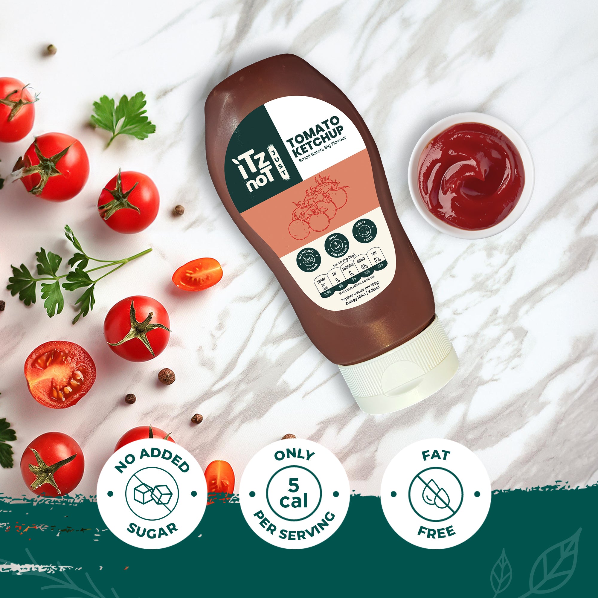 iTz noT TOMATO Ketchup, Tangy and Delicious Low Calorie Ketchup, Healthy Condiment for Your Meals, Sugar-Free Ketchup to Dip, Marinade and more, Pack of 300ML