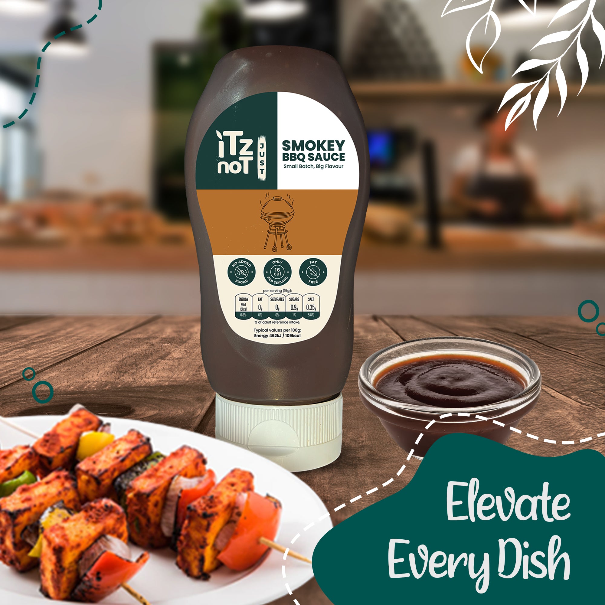 iTz noT SMOKEY BBQ Sauce, The Ultimate Smokey  and Tangy BBQ Sauce, Vegan BBQ Sauce for Burgers, add Tofu. No Added Sugar, Low Calorie and Keto Friendly, Pack of 300ML