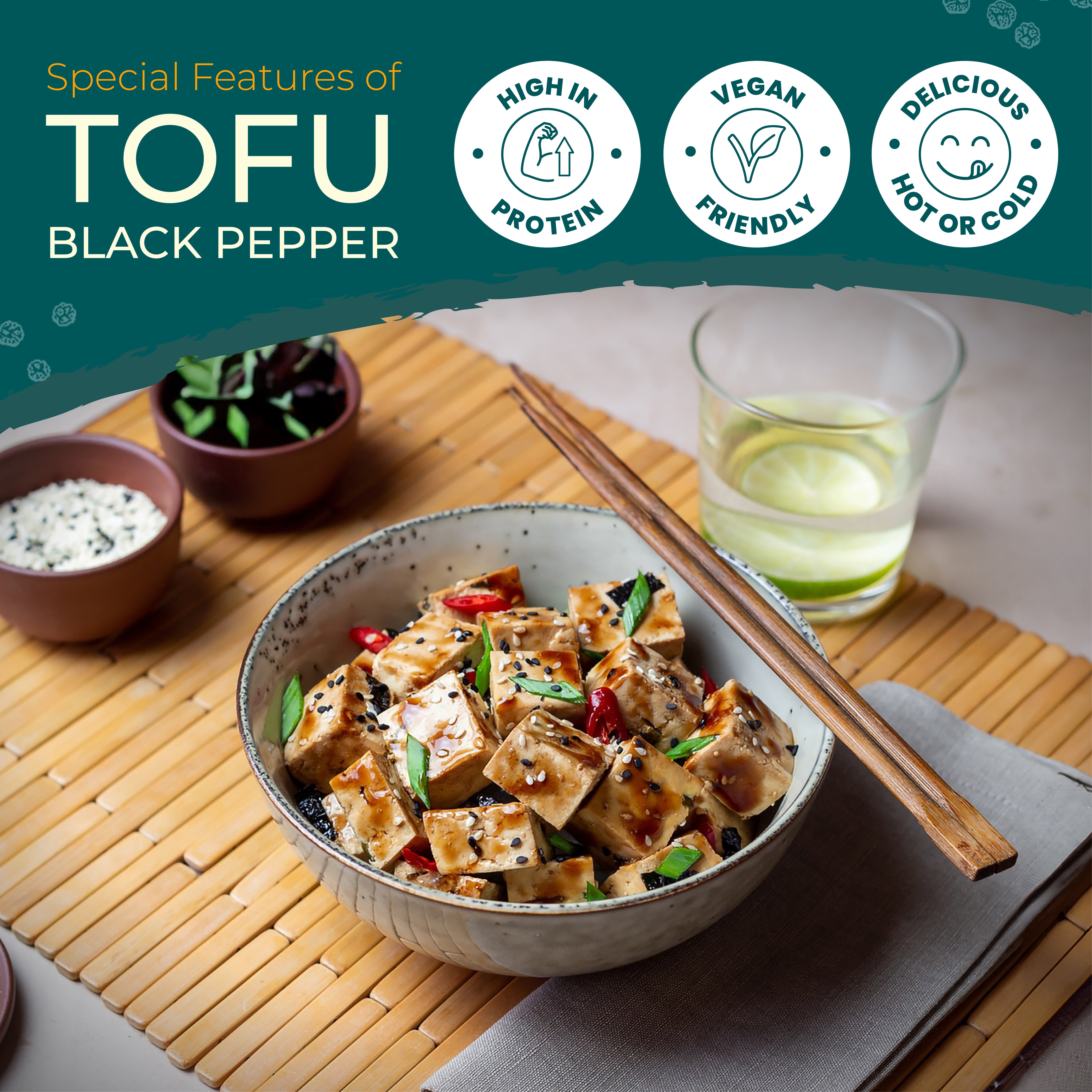 'iTz noT Just' Tofu - It's Black Pepper Tofu. Firm, Vegan, High Protein Tofu With Cracked Black Paper. 280g