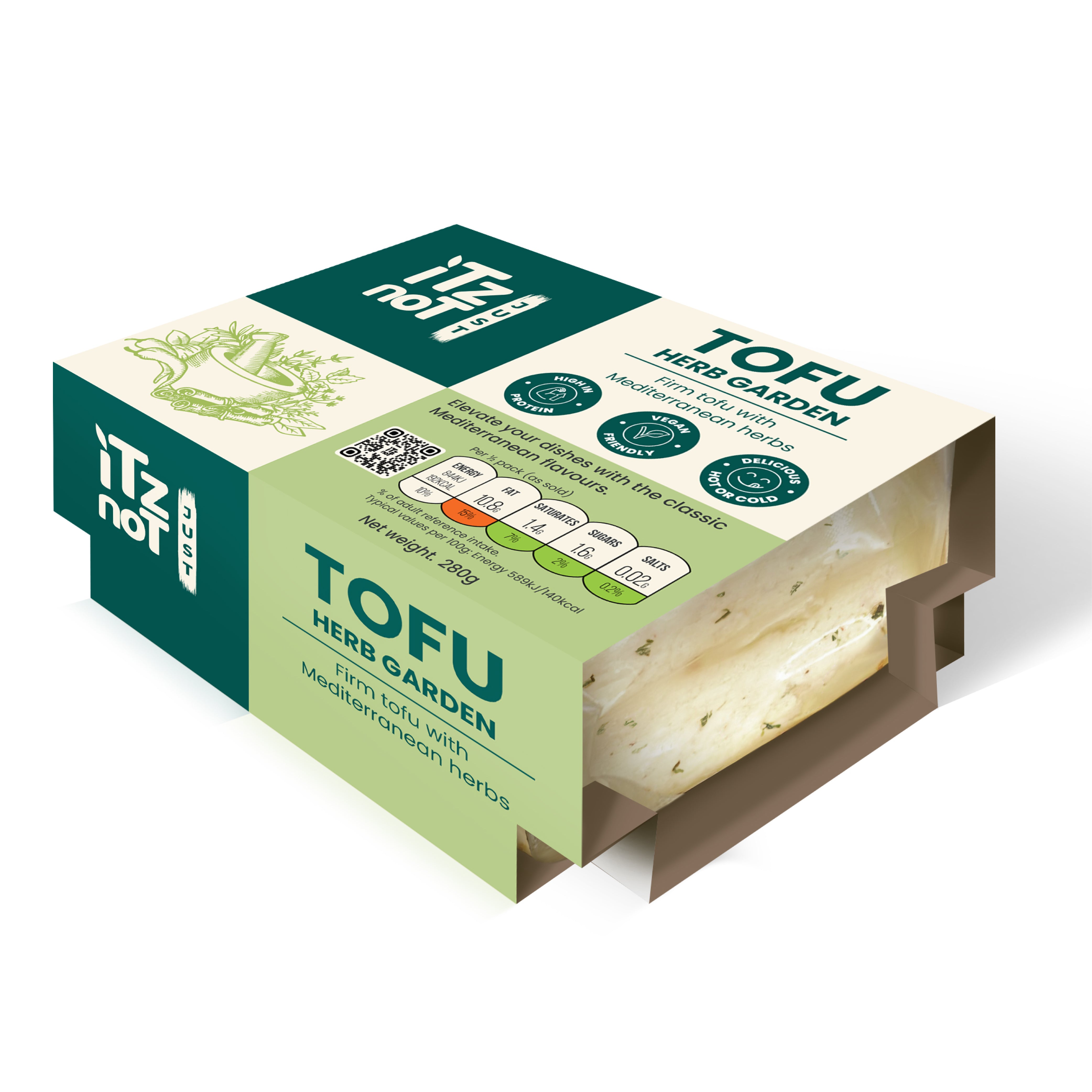 'iTz noT Just' Tofu - It's Mediterranean Herbs Tofu. Firm, Vegan & High Protein Tofu.