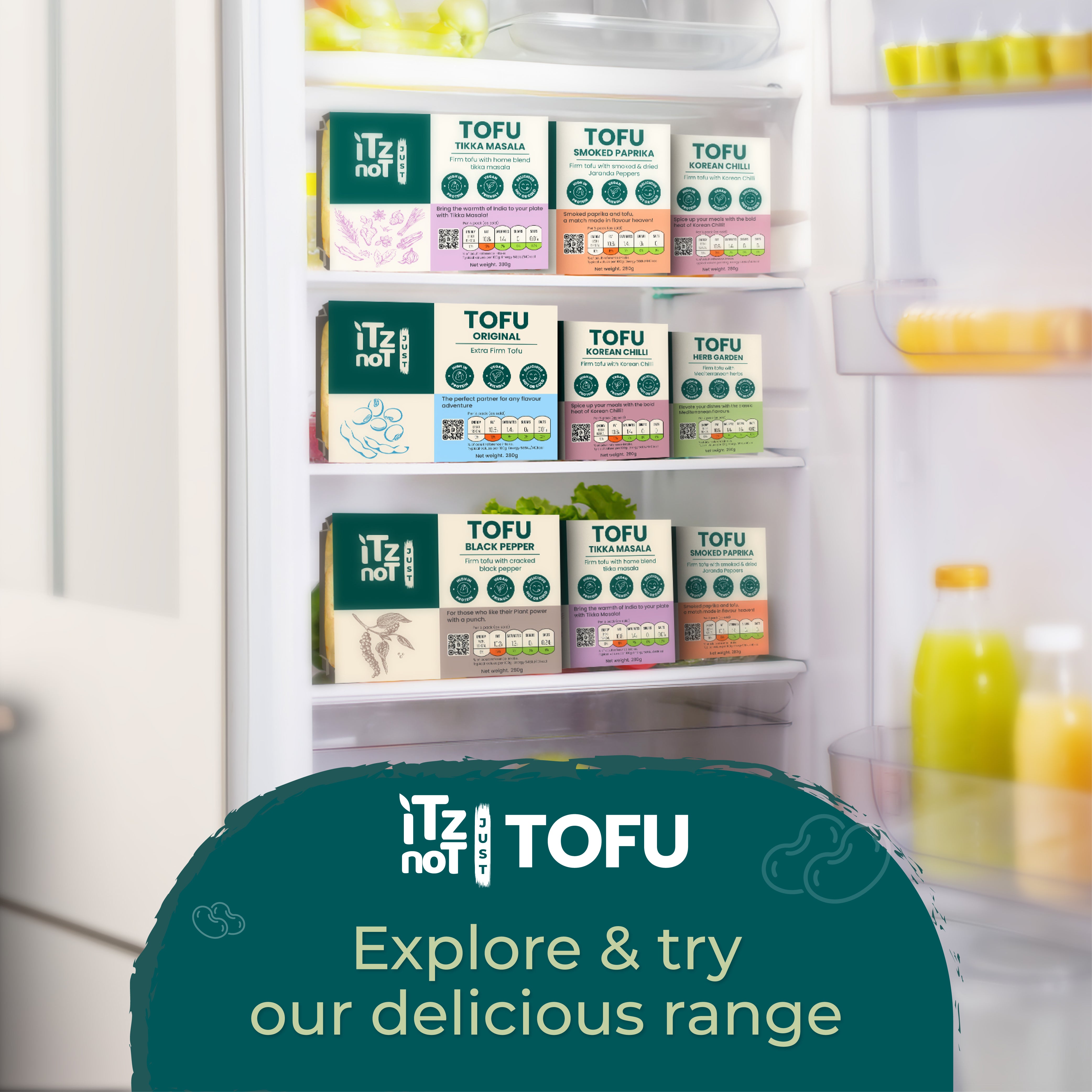 'iTz noT Just' Tofu - It's Mediterranean Herbs Tofu. Firm, Vegan & High Protein Tofu.