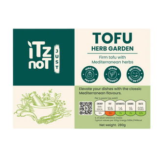 'iTz noT Just' Tofu - It's Mediterranean Herbs Tofu. Firm, Vegan & High Protein Tofu. 280g