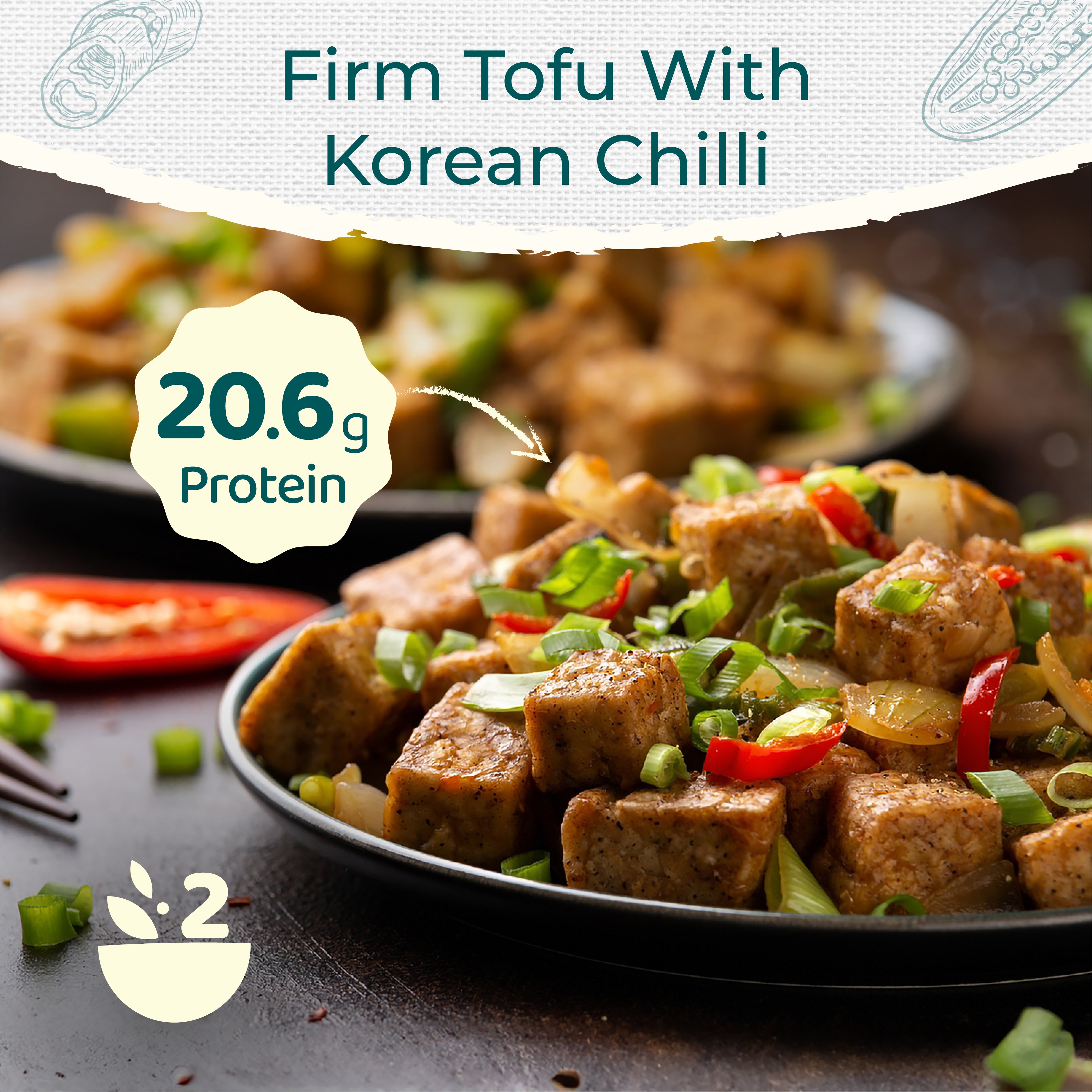 'iTz noT Just' Tofu - It's Korean Chilli Tofu. Firm, Vegan, High Protein Tofu With Korean Chilli Flavour. Healthy, Dairy Free Tofu. 280g