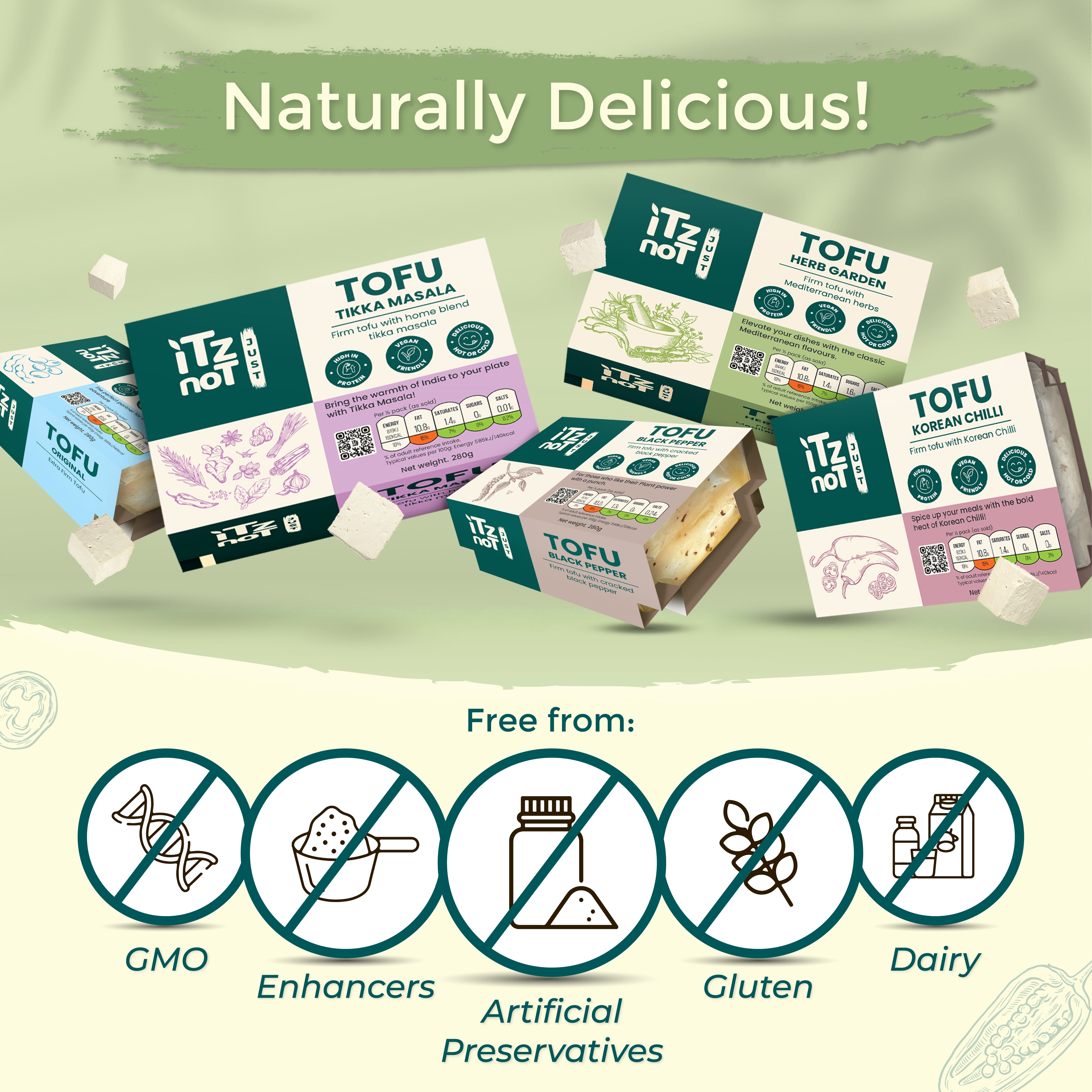 iTz noT Just Tofu Combo Pack. 6 Flavourful High Protein Dairy Free Tofu.