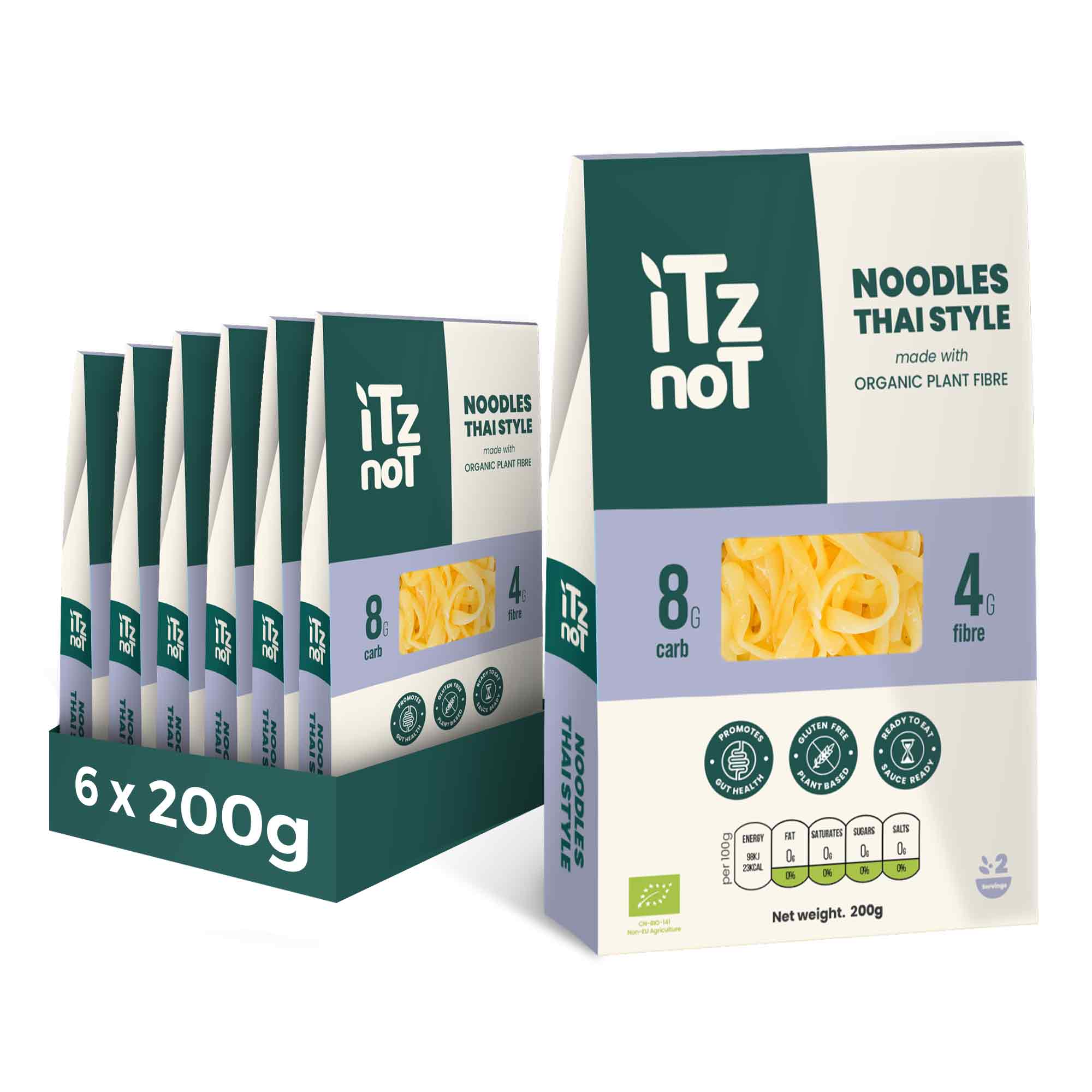 iTz noT Noodles Thai Style Organic Plant Fibre Yam, Ready to Eat, 100% Natural, Gluten Free, 200g