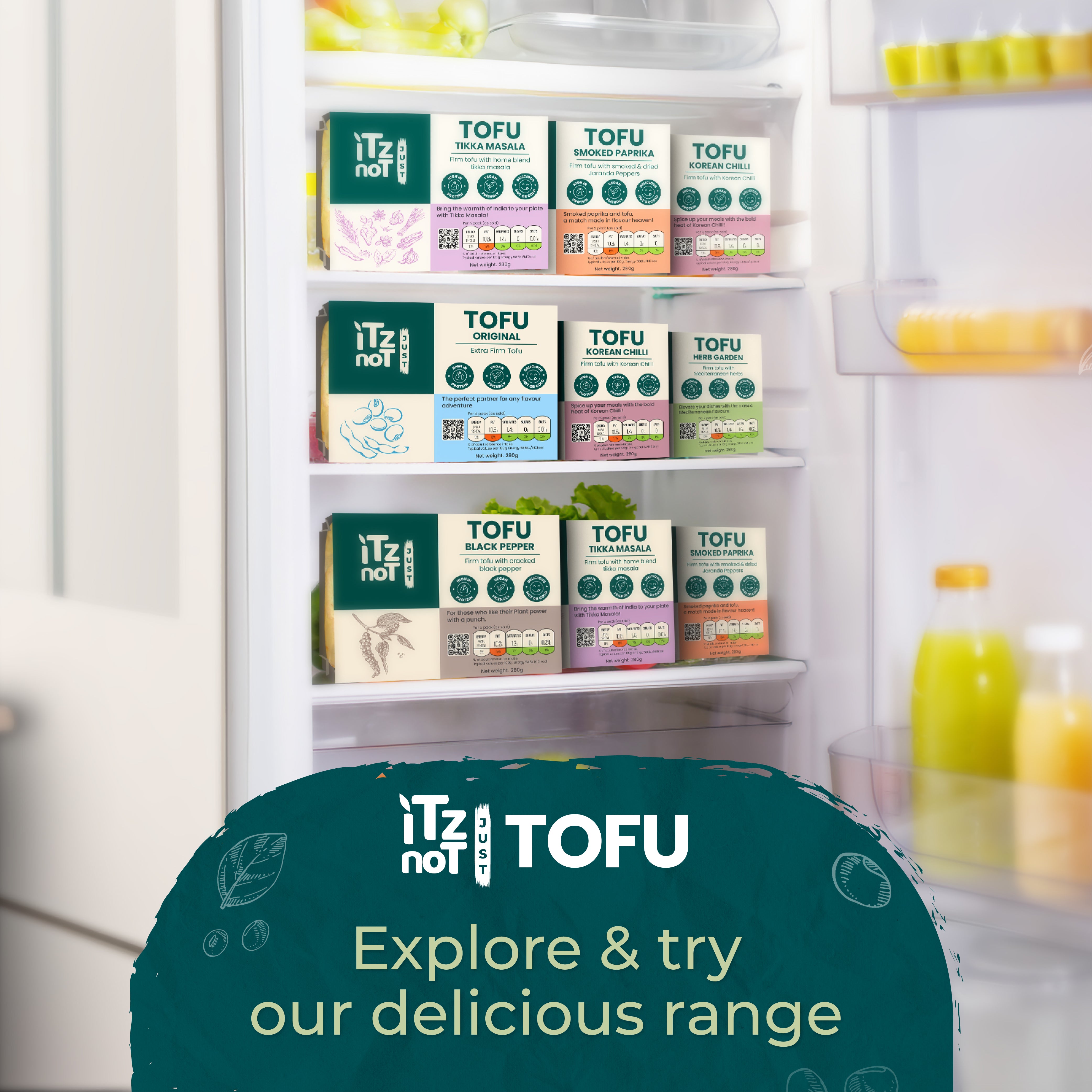 'iTz noT Just' Tofu - It's Original Tofu. Extra Firm, Vegan, High Protein Tofu. Healthy Dairy Free Tofu. 280g