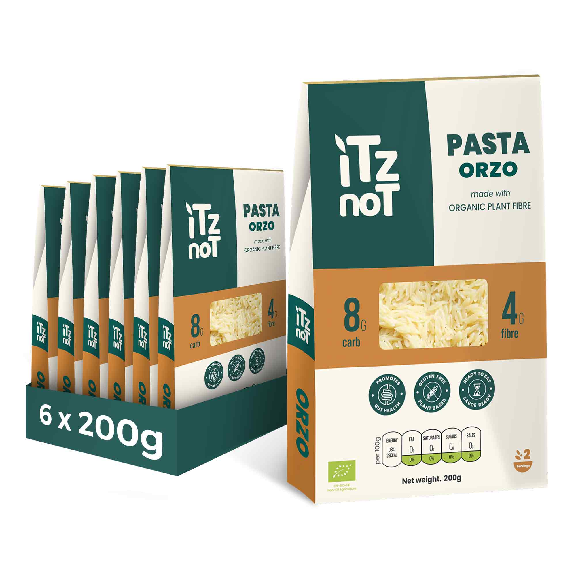 iTz noT Pasta Orzo Organic Plant Fibre Yam, Ready to Eat, 100% Natural, Gluten Free, 200g