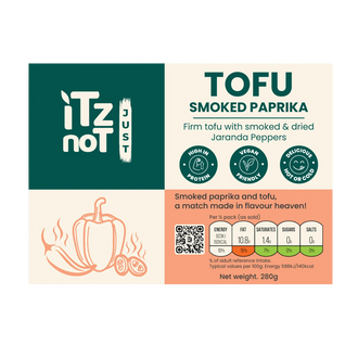 'iTz noT Just' Tofu - It's Smoked Paprika Tofu. Firm, Vegan, High Protein Tofu With Paprika Flavour. Healthy, Dairy Free Tofu. 280g