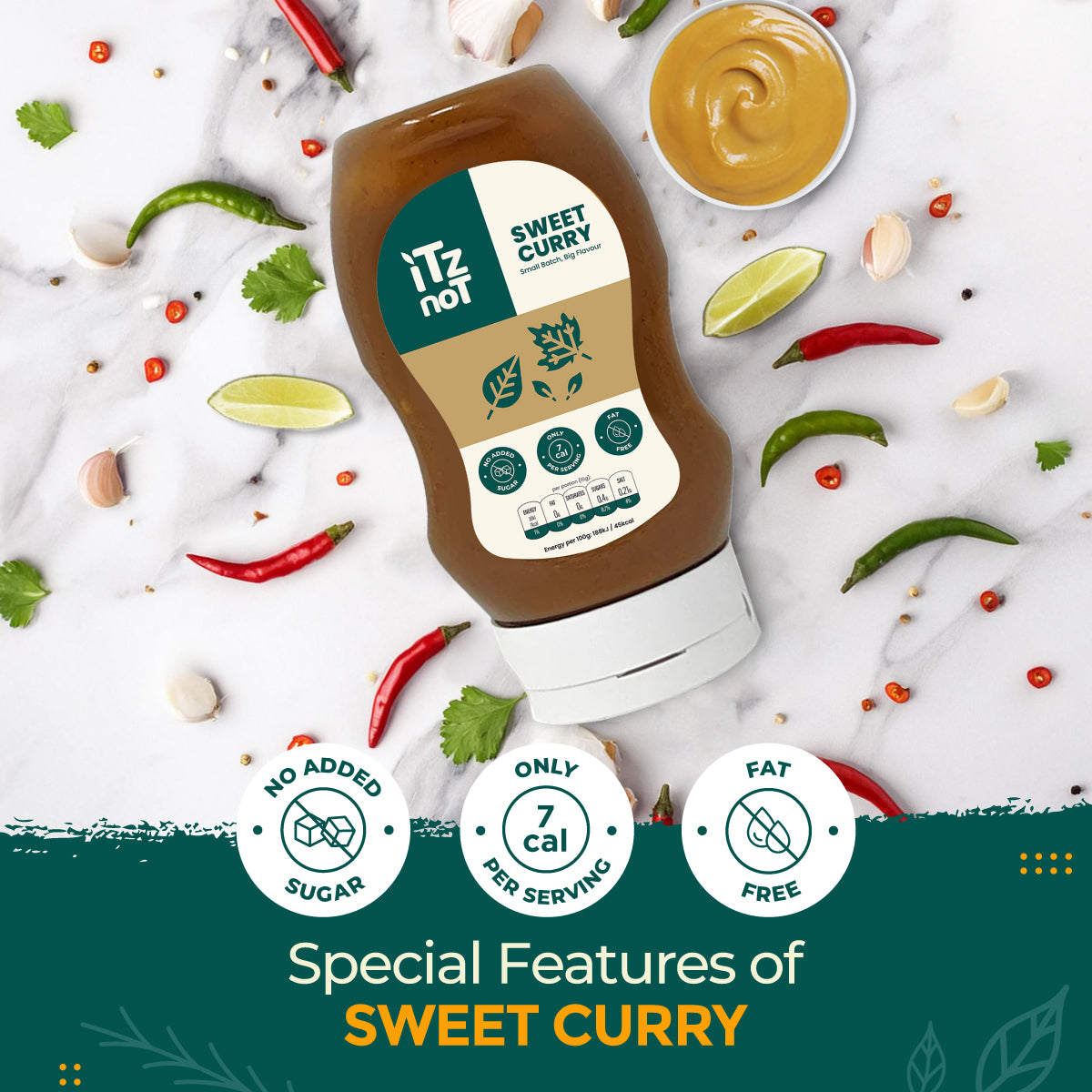 iTz noT Sweet Curry Sauce, The Irresistible Vegan Curry Sauce Sensation, Natural and Healthy Condiment, Authentic Curry Based Flavour, Pack of 300ML