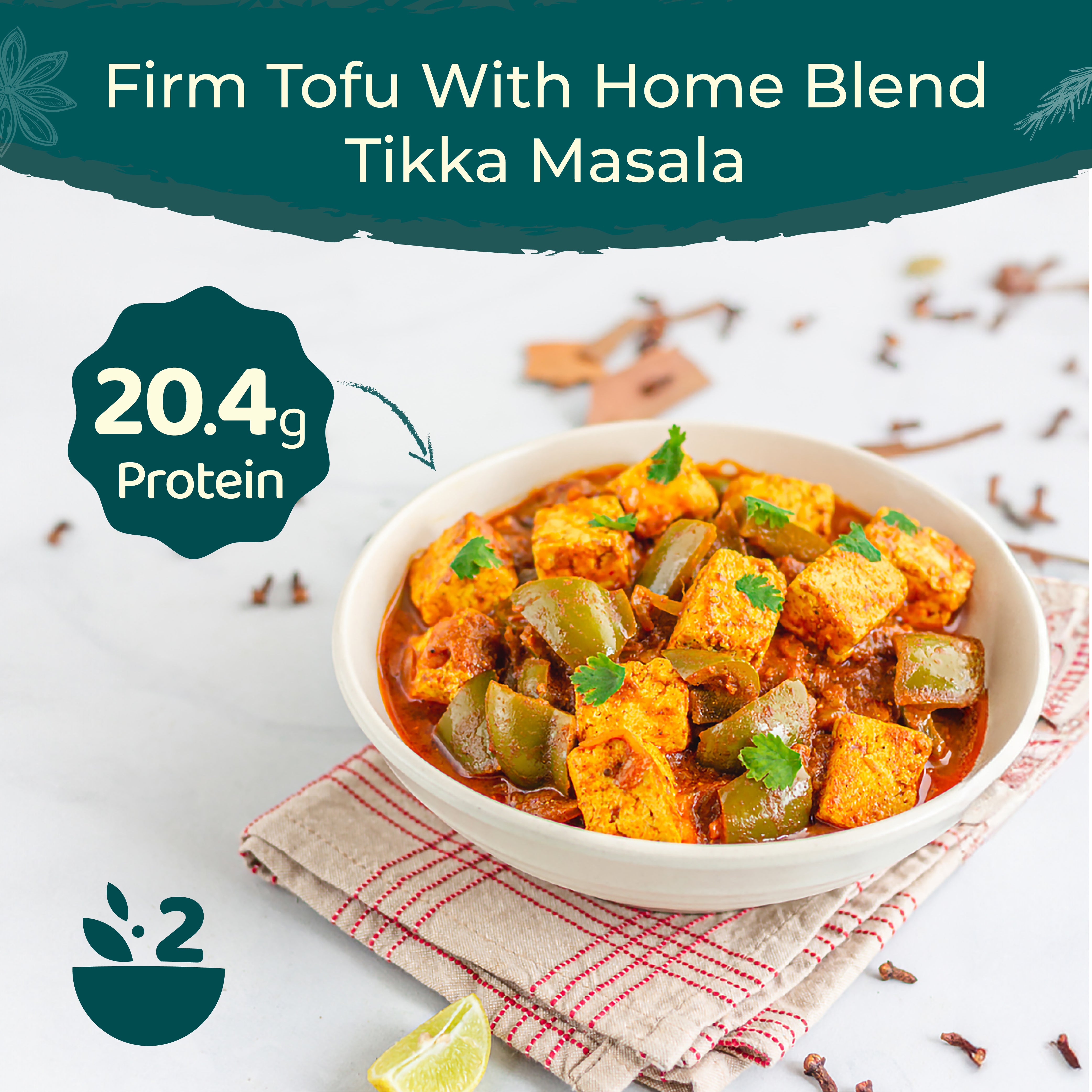 'iTz noT Just' Tofu - It's Tikka Masala Tofu. Firm, Vegan, High Protein Tofu With Tikka Masala Flavour. Healthy, Dairy Free Tofu