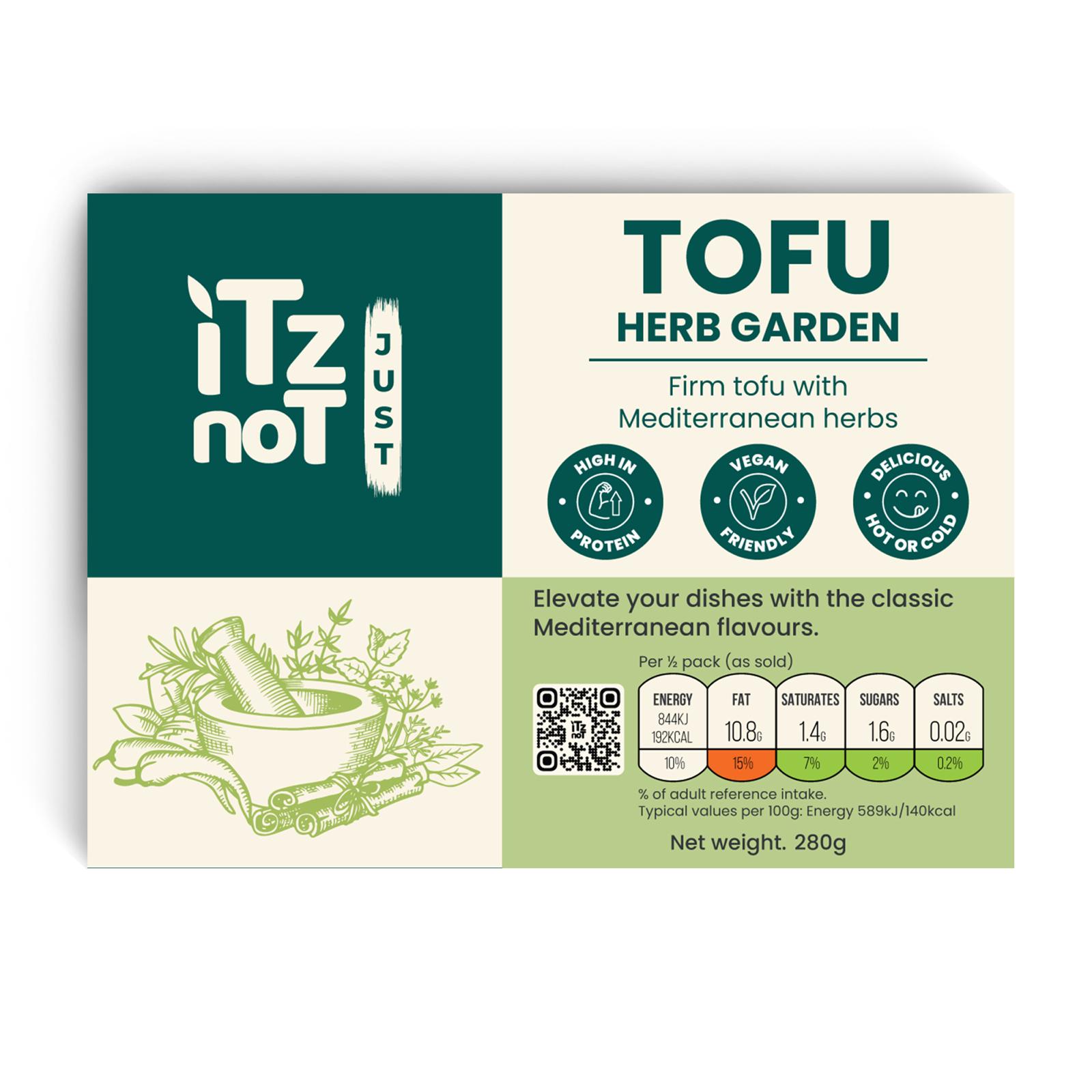 'iTz noT Just' Tofu - It's Mediterranean Herbs Tofu. Firm, Vegan & High Protein Tofu.