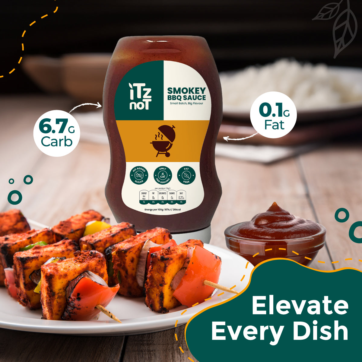 iTz noT SMOKEY BBQ Sauce, The Ultimate Smokey  and Tangy BBQ Sauce, Vegan BBQ Sauce for Burgers, add Tofu. No Added Sugar, Low Calorie and Keto Friendly, Pack of 300ML