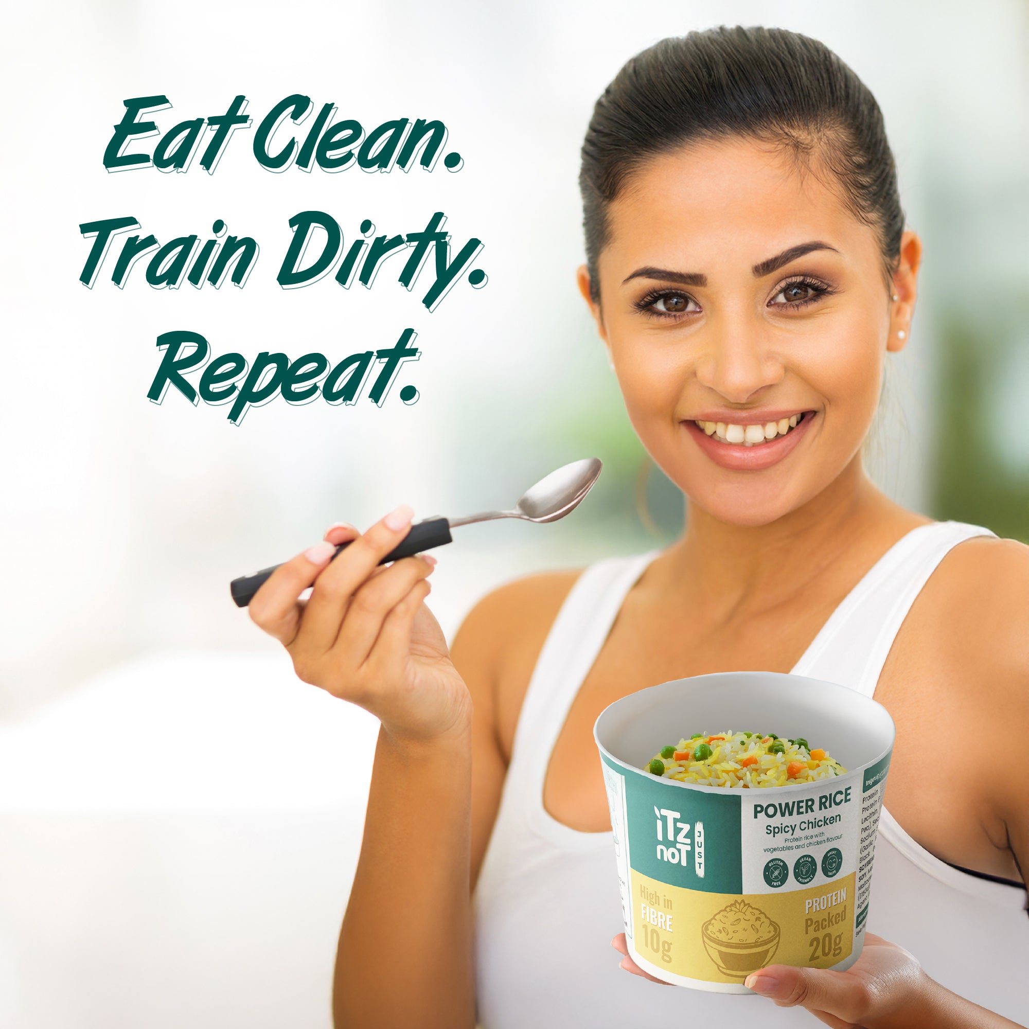 iTz noT Just Power Rice Chicken Flavour – High Protein & High Fibre – Vegan, Gluten-Free, Low Fat – Instant Rice Pot with Vegetables – Ready in Minutes