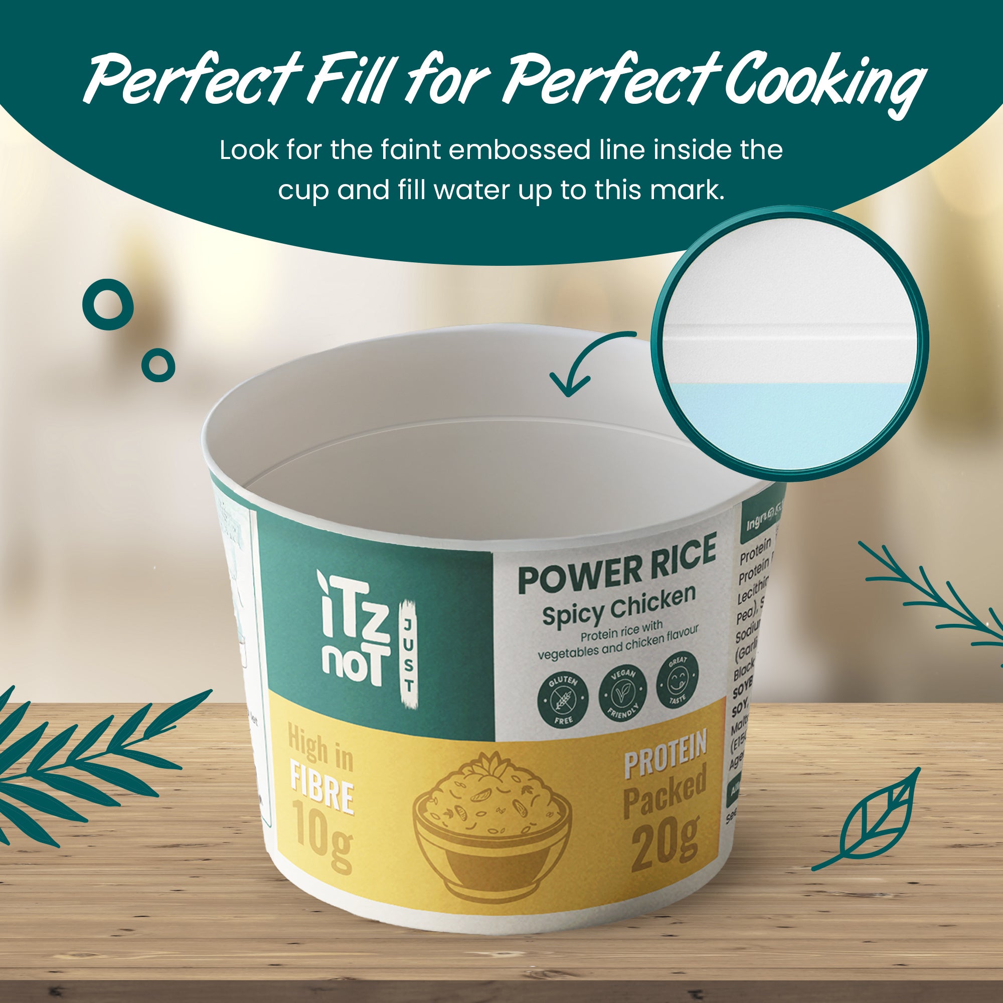 iTz noT Just Protein Rice Pot Chicken Flavour – High Protein & High Fibre – Vegan, Gluten-Free, Low Fat – Instant Rice Pot with Vegetables – Ready in Minutes