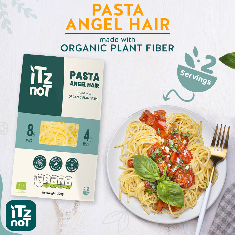 iTz noT Pasta Angel Hair Organic Plant Fibre Yam, Ready to Eat, 100% Natural, Gluten Free 200gm