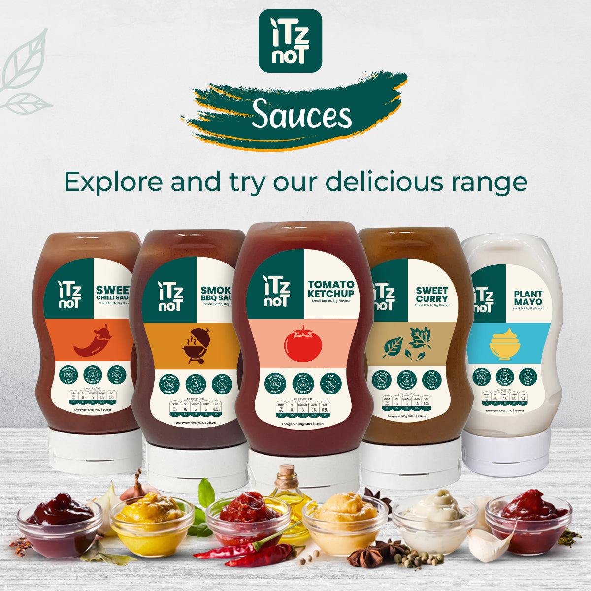 iTz noT TOMATO Ketchup, Tangy and Delicious Low Calorie Ketchup, Healthy Condiment for Your Meals, Sugar-Free Ketchup to Dip, Marinade and more, Pack of 300ML