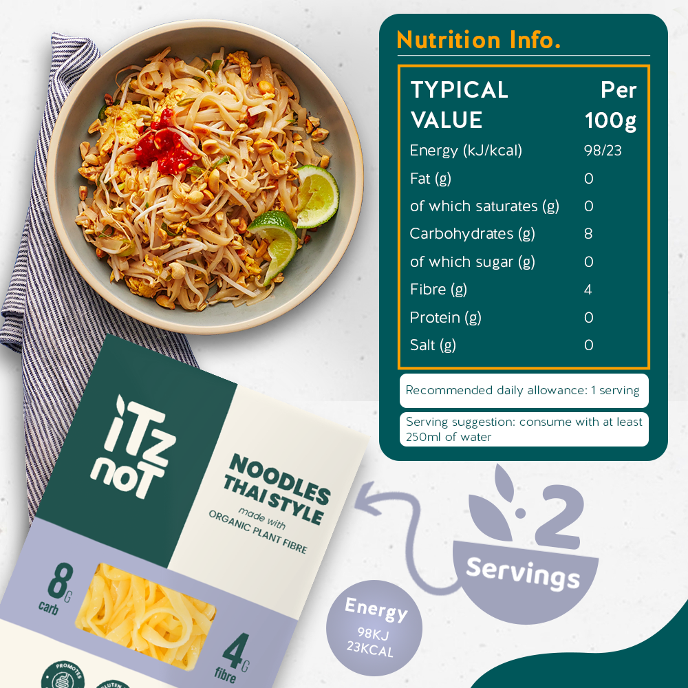 iTz noT Noodles Thai Style Organic Plant Fibre Yam, Ready to Eat, 100% Natural, Gluten Free, 200g