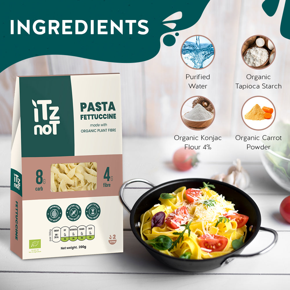 iTz noT Pasta Fettuccine Organic Plant Fibre Yam, Ready to Eat, 100% Natural, Gluten Free 200gm