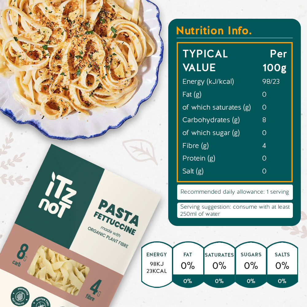 iTz noT Pasta Fettuccine Organic Plant Fibre Yam, Ready to Eat, 100% Natural, Gluten Free 200gm