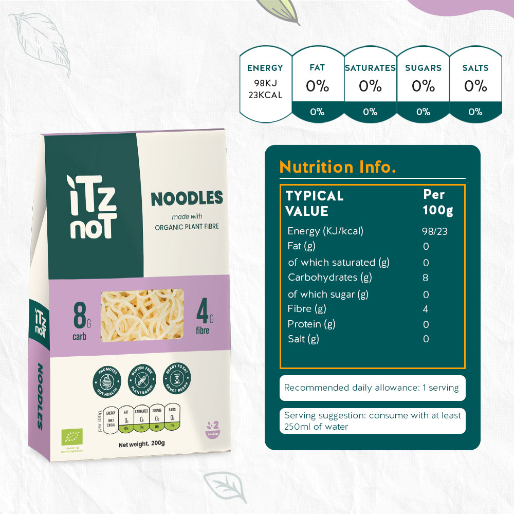 iTz noT Noodles Organic Plant Fibre Yam, Ready to Eat, 100% Natural, Gluten Free 200gm