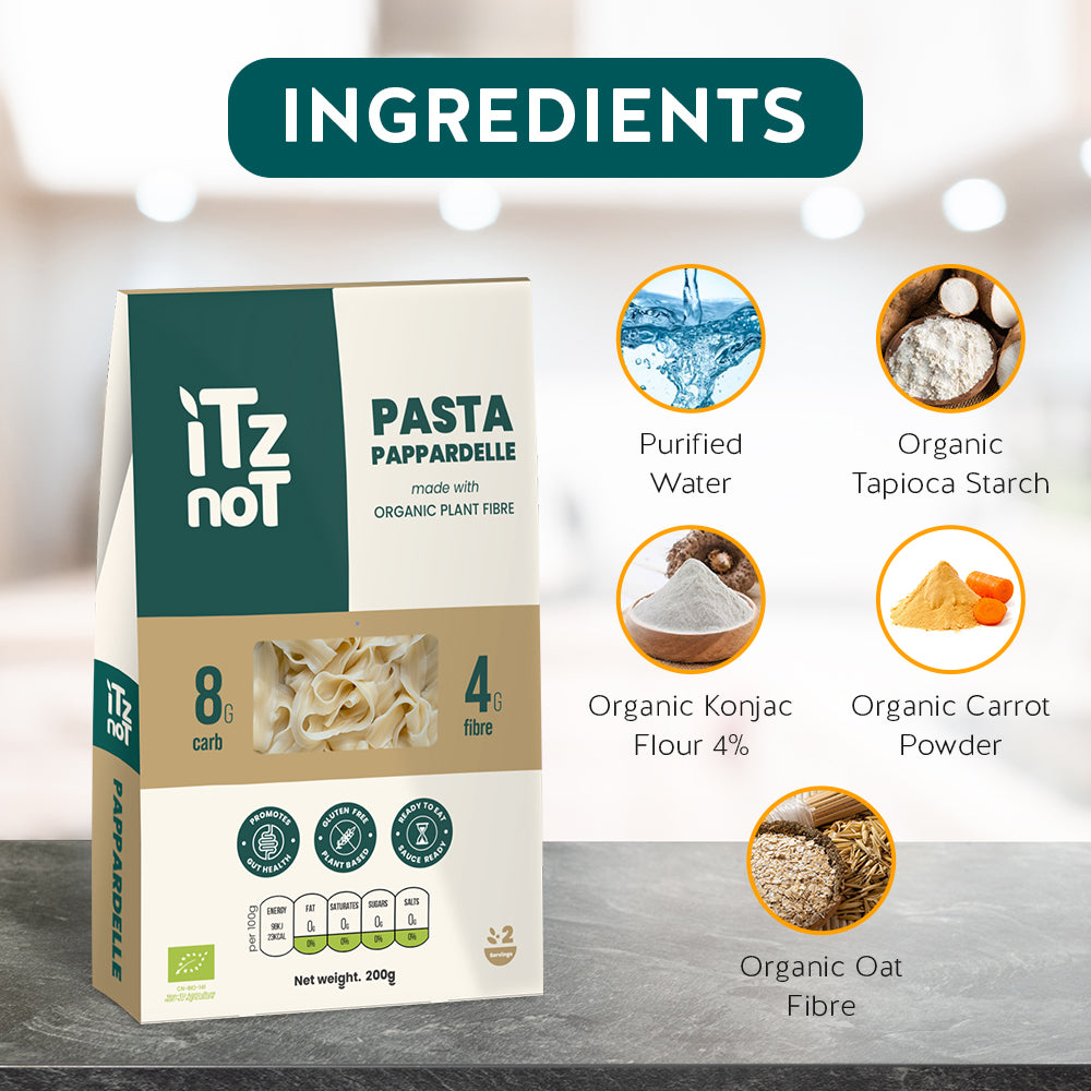 iTz noT Pasta Pappardelle Organic Plant Fibre Yam, Ready to Eat, 100% Natural, Gluten Free 200gm